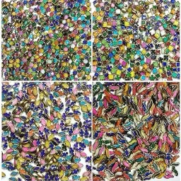Beads Multicolor Kundans Stones (pcs4 Square, Round, Eye & S Shapes 25 GMS Each)-10