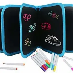 Erasable Doodle Drawing Book, 8 Pages Slate Pad with 12 pen & 2 Wet Tissue Sketch Pad-image-15