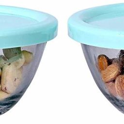 Glass, Plastic Mixing Bowl Mixing Glass Bowl With PVC Random Lid 250 ml 2 pcs-64
