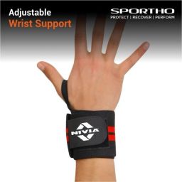 nivia Weight Lifting Wrist Support, with Thumb Loop Strap for Gym (Red/Black) Wrist Support image 2