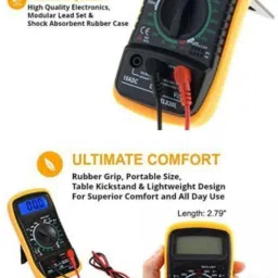 jivith MAS830L Electronic Meter Tester Used To Measure Dc Voltage, Ac Voltage, Dc Current, Resistance, Ohm Volt Amp & Diode Detection Voltmeter Multimeter Multitester with Rubber Sleeve Protection + LCD Screen + Blue Backlight + Stand + Battery + Testing Probe Leads Handheld Portable UNITY HAYOUE MAS 830L Digital Voltage Tester image 2