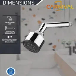 carnival Round ABS Silicon Nozzle 3" Shower Head With ARM Fixed Mount image 2