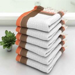 White Waffle Border 210 GSM 100% Cotton Bath Towel (Set of 6) by Athom Living-picture-25