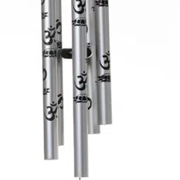 Feng Shui Om Printed Metal Wind Chime with 5 Silver Pipes for Positive Energy Aluminium Windchime-image-17
