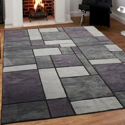 saral home Grey Geometric Microfibre 6 ft x 9 ft Machine Made Carpet-picture-5