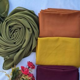 Solid Georgette Women Yellow, Grey, Maroon, Orange Faux Turtleneck Neck Cover, Scarf, Bluetooth Scarf, Fancy Scarf, Stole-image-38