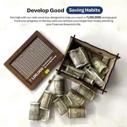 pgk traders Wooden Money Saving Box | Counting target money box | Coin box for saving Coin Bank image 4