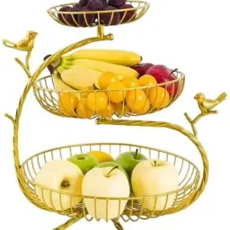 3 Tier Unique Bird Design Countertop Storage Organizer for Home and Kitchen, Iron Fruit & Vegetable Basket-12