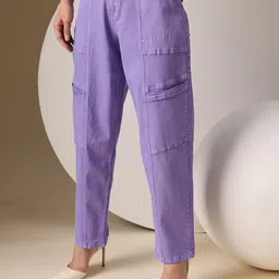 chemistry Women Loose Fit High Rise Purple Jeans-picture-5