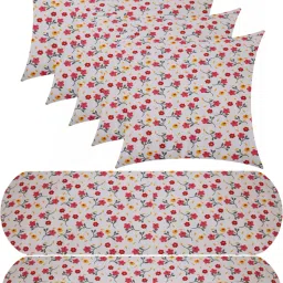 5 Cushion And 2 Bolster Microfibre Floral Bolster Pack of 7-15