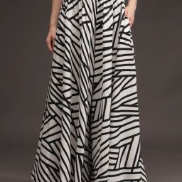 Women Flared White Viscose Rayon Trousers-image-71