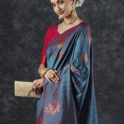 Woven Banarasi Silk Blend Saree-image-8