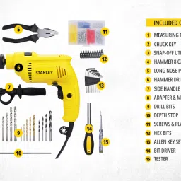 stanley SDH600KP-IN DIY 13 mm Hammer Drill Machine and Power & Hand Tool Kit image 4