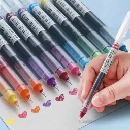 Straight Needle Tube Liquid Gel Pen Set Colorful Rollerball Gel Pens 0.5mm Roller Ball Pen-image-8