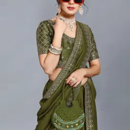 Embroidered Banarasi Pure Silk, Art Silk Saree-19