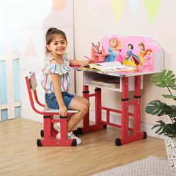 Baby Desk Chair for Kids Study Table Chair with Cartoon Printed & High Backrest Engineered Wood Study Table-2