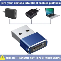 jihaan Blue USB to USB C Adapter Mini USB Type C Adapter Plug, Type C Female to USB Phone Converter image 2