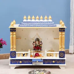 d'dass White MDF And Sheesham Floor Rested Mandir Without Door-picture-32