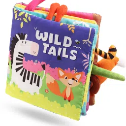 Wild Tails Sensory Book for Babies,Non-Toxic Early Learning Washable Cloth Book-15