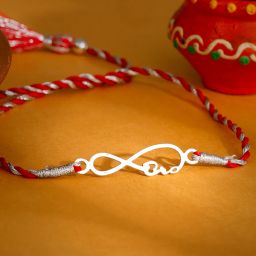 Designer Sterling silver infinite love for Bro Rakhi Silver Rakhi, Chawal Roli Pack Set-16