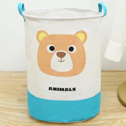 house of quirk Cotton Animal Printed 11 Ltrs Laundry Basket Cum Kids Storage Organizer-picture-23