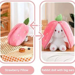 Strawberry Bunny Plush Toy for Girls, Kids- 34 cm-15