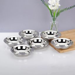 S.S Heavy Gauge Multi Utility Serving Plates with Mirror Finish 16.5cm, Set of 6 Half Plate-19