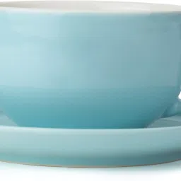 Ceramic Light Blue Coffee Cup Saucer Set, 320ml, XL Cuppa | Glossy | Microwave Safe-image-74