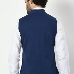 indiweaves Men Waistcoat Nehru/Modi Jacket for Winter (Pack of 1) Navy Blue image 5