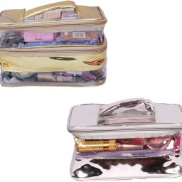 Women Gold, Silver Cosmetic Bag-image-34