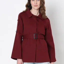 Polyester Solid Coat For Women-image-86