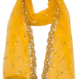 Net Embroidered Yellow Women Dupatta-picture-2