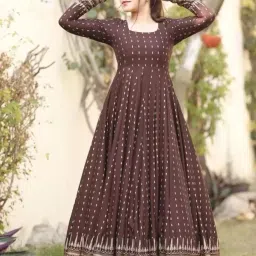 Women Printed Viscose Rayon Flared Kurta-image-11
