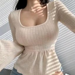 Casual Bell Sleeves Self Design Women Beige Top-image-74