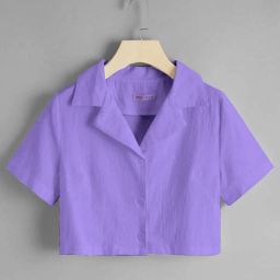 Women Regular Fit Solid Cut Away Collar Casual Shirt-image-74