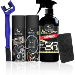 Combo Of Chain Lubricant + Chain Cleaner + Bike & Car Polish Universal For Bike Chain Oil-8