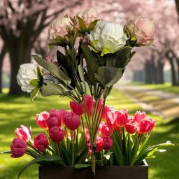 Forever Bloom Decorative Artificial Flower Bunch Red, White, Pink Eucalyptus Artificial Flower-image-76