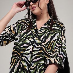 j turritopsis Women Boxy, Regular Fit Printed Lapel Collar Casual Shirt-picture-15