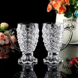 (Pack of 2) Pineapple Shaped Juice Glasses with handle, Drinking Glass Set, Crystal Clear, Fancy Glass for Drinking Water, Juice, Cold Drink, Glass Set Whisky Glass-image-54