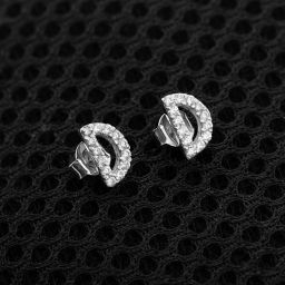 Pave Set CZ D Initial Stud Earrings in 925 Silver Minimalist Party Gift for Her Cubic Zirconia Sterling Silver Stud Earring-image-77