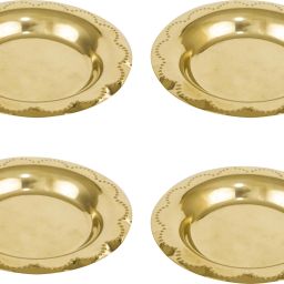Brass Oil Lamp plate for Home Temple Puja Articles Decor Gifts -MicroDDPlate-4 Sectioned Plate-17