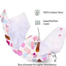 levot Reusable Button Diaper Multi Color Pack of 3 Diaper & 3 Black 5 layer Insert image 3