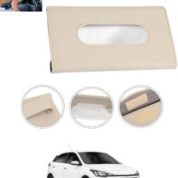 Beige Leatherite Rectangle Shape Fancy Design Tissue Dispencer For Car-325 Vehicle Tissue Dispenser-image-45