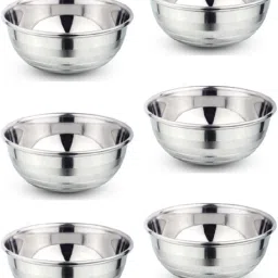 Stainless Steel Vegetable Bowl Stainless Steel 7 22G Diamond Prem Vati, 400 ml, Set of 6-43