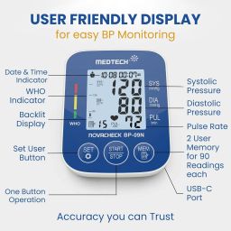 Medtech BP09N BL Portable Automatic Digital Blood Pressure Monitor Machine Portable Automatic Digital Blood Pressure Monitor Machine with USB Port Bp Monitor image 3