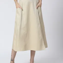 Women Solid A-line Beige Skirt-image-62