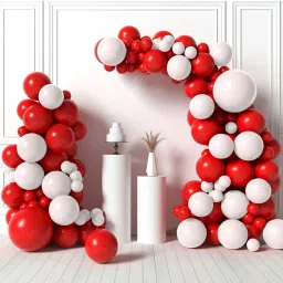 Solid Metallic HD Toy Balloons Red & White Balloon-19