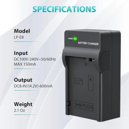 DIGICLAMBO LP-E8 Battery Charger EOS Rebel T2i -T5i, 550D 700D T2i T5i SLR X4,X5.Camera Battery Charger image 5