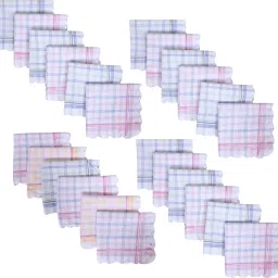 KUBER INDUSTRIES Handkerchiefs|Check Cutwork Cotton Hankies for Woman|Girls|Set of 24|White ["White"] Handkerchief-image-46