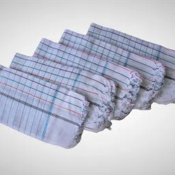 GUNTAKAS KHADI WHITE CHECKED HAND KERCHIEF PACK OF 6 . KING SIZE 22*22 INCHES SUITABLE FOR ALL MEN AND WOMEN ["WHITE CHECKERED"] Handkerchief-image-38